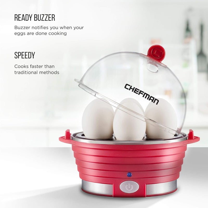 Chefman Electric Egg Cooker Boiler, Rapid Poacher, Food & Vegetable Steamer, Quickly Makes Up To 6, Hard, Medium or Soft Boiled, Poaching/Omelet Tray Included, Ready Signal, BPA-Free, Black - Image 4